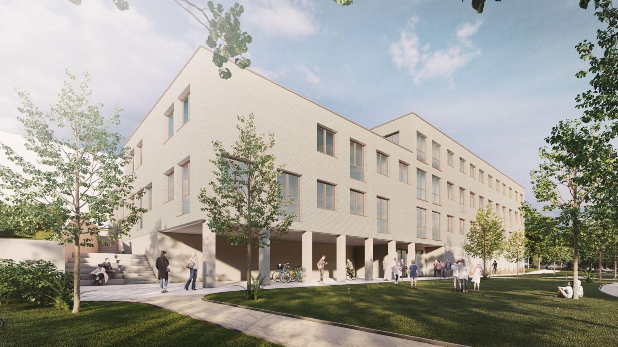 Massive Investitionen der Stadt Rösrath, insbesondere auch in Schulen (im Bild ein geplanter Modulbau am Freiherr-vom-Stein-Schulzentrum) müssen durch Einnahmen gedeckt sein.