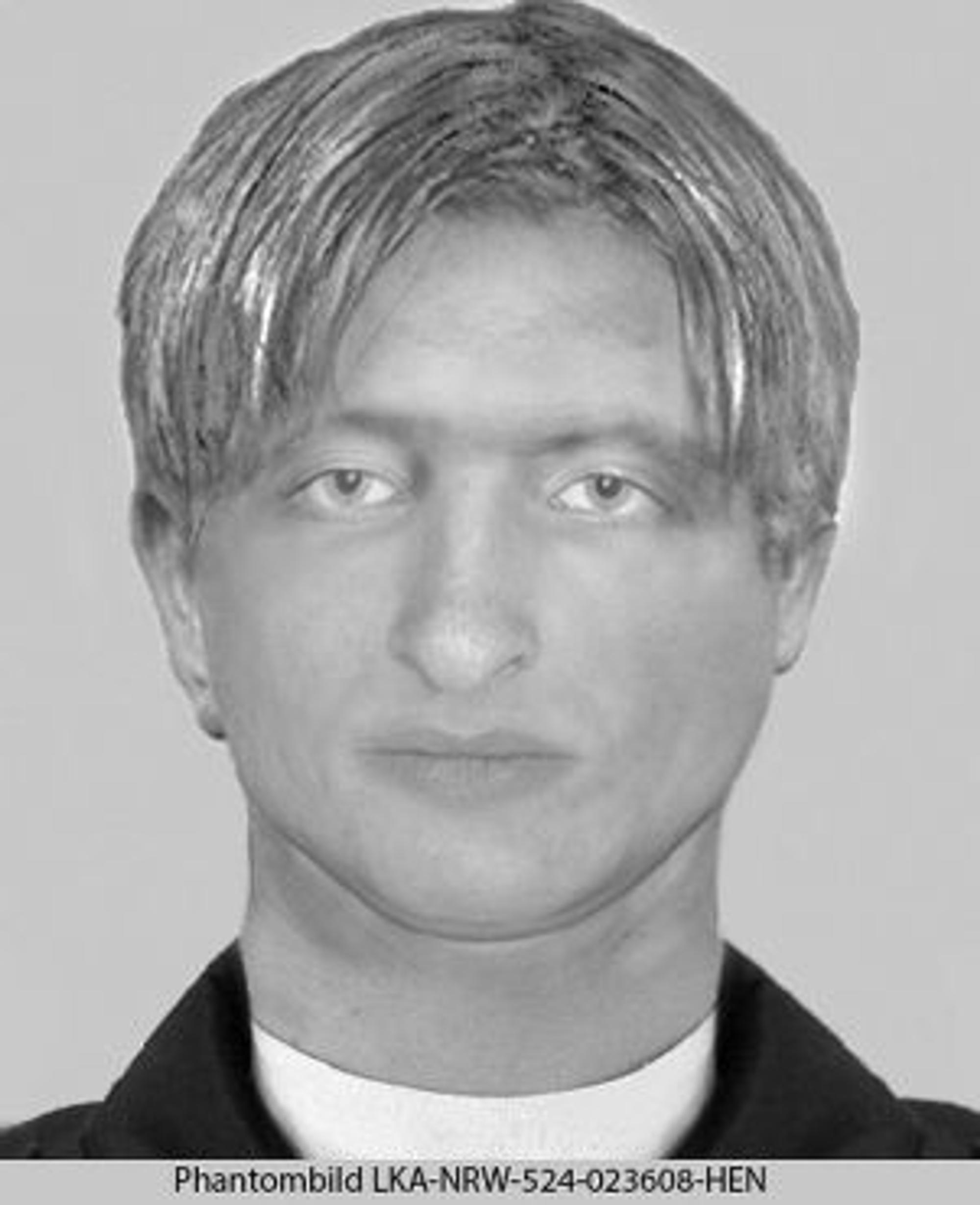 Das Foto zeigt ein Phantombild eines gesuchten Mannes.