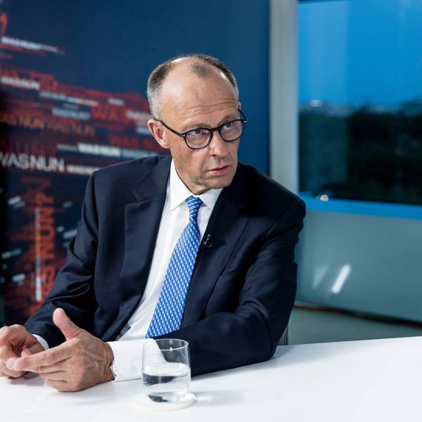 Friedrich Merz im Gespräch mit ZDF-Journalistin Bettina Schausten.