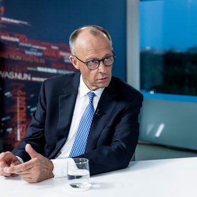 Friedrich Merz im Gespräch mit ZDF-Journalistin Bettina Schausten.