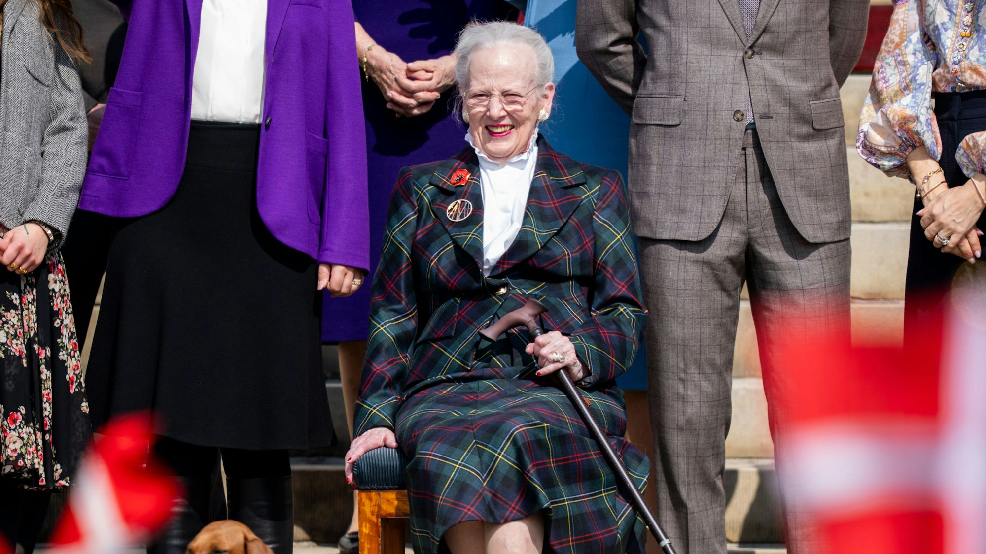 Königin Margrethe anlässlich ihres 85. Geburtstags im Schloss Fredensborg.