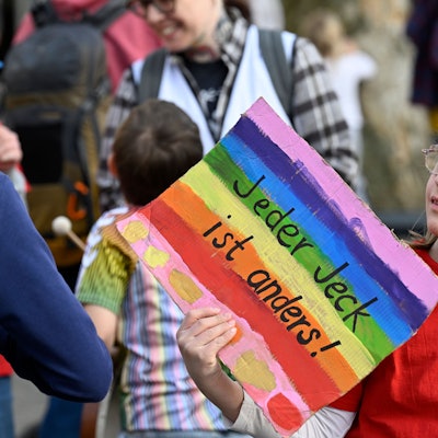 Demonstration für Inklusion und Vielfalt anlässlich des Welt-Down-Syndrom-Tags in Köln.