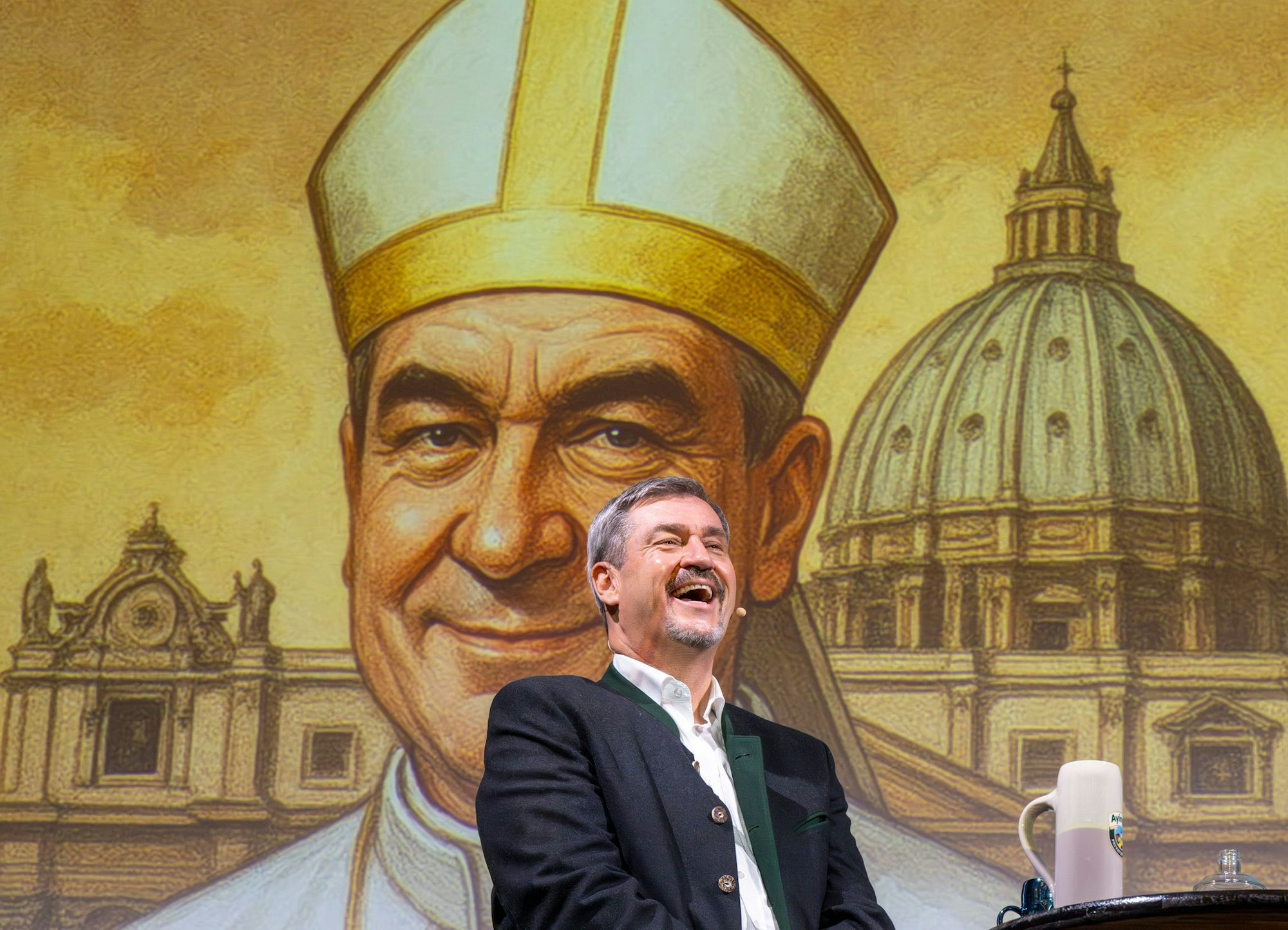 Söder lacht über sich selbst als KI-Papst.