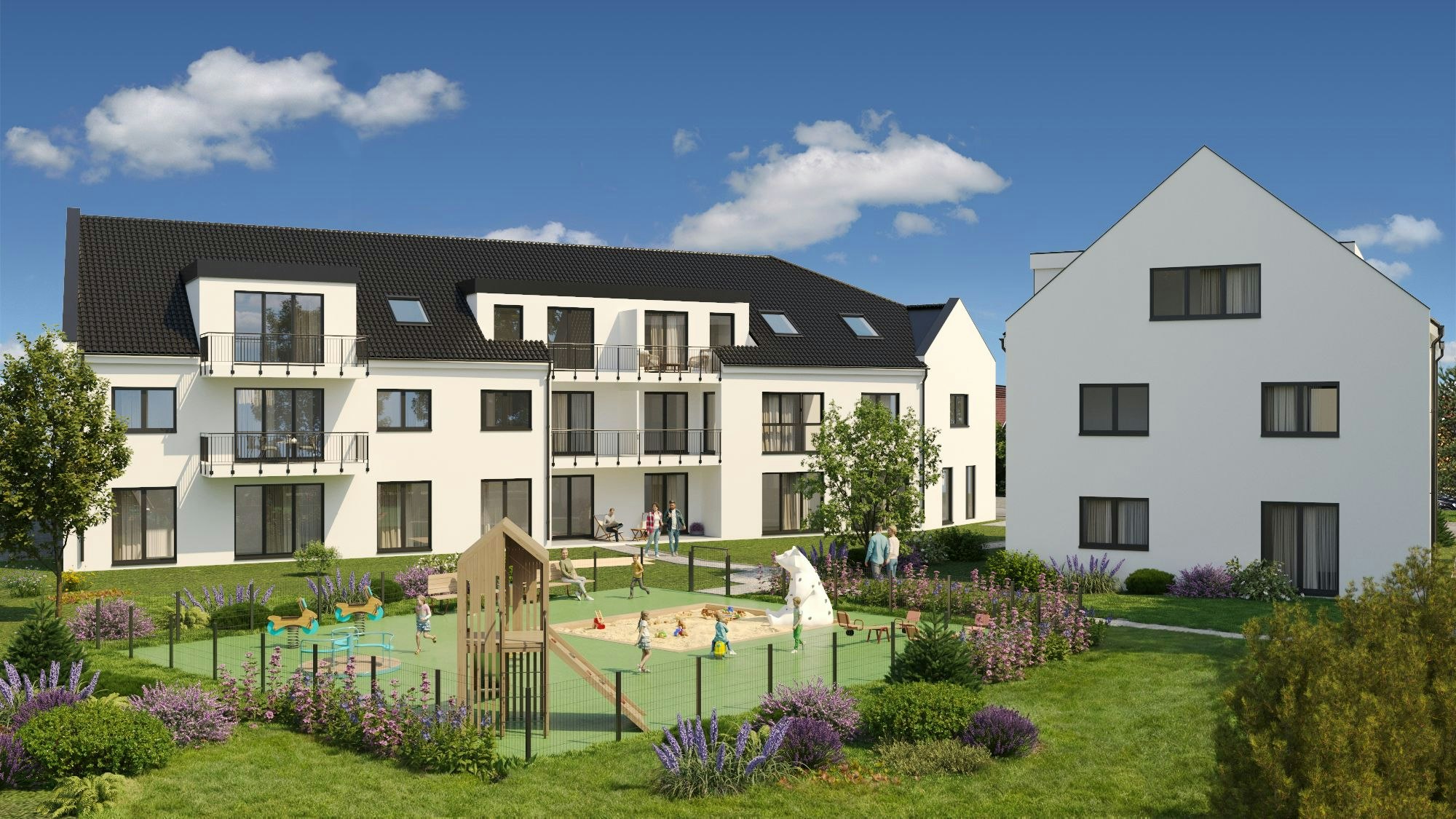 Rheinbergstraße 17 – 23: In Köln-Langel wohnen Sie angenehm ruhig mit viel Grün und indirekter Rheinlage.
