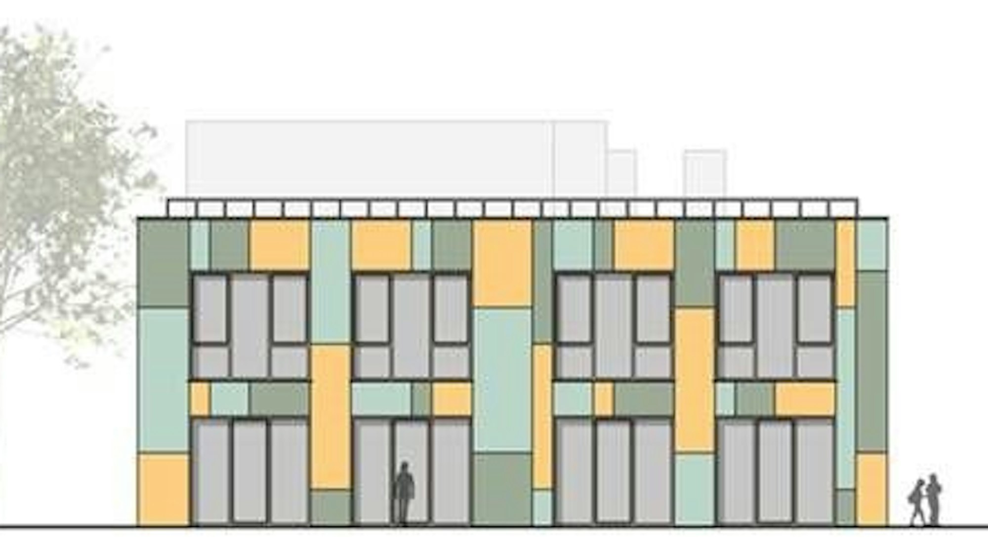 Zu sehen ist der Entwurf für den zweigeschossigen Bau.