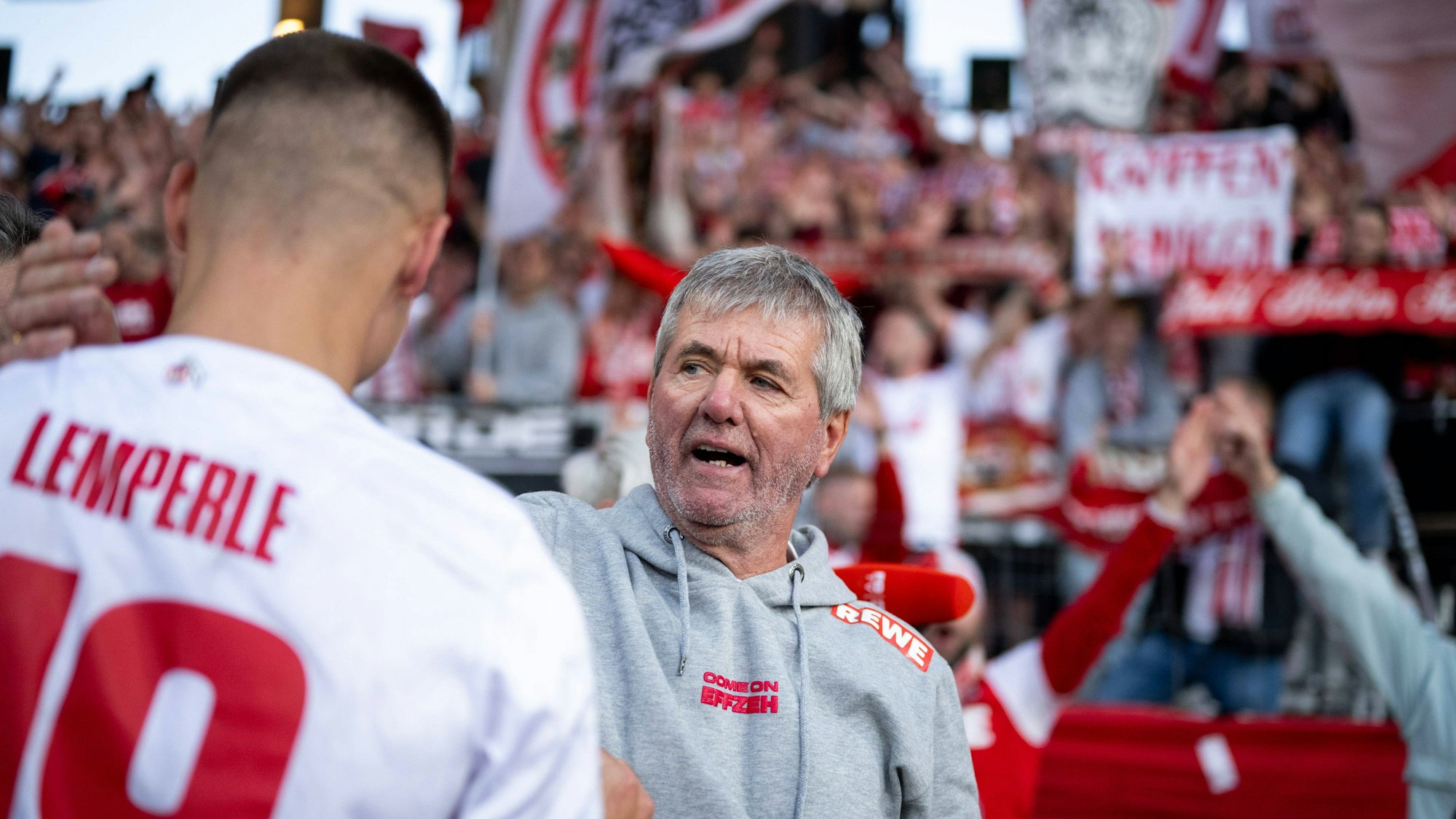 Tim Lemperle und Trainer Friedhelm Funkel