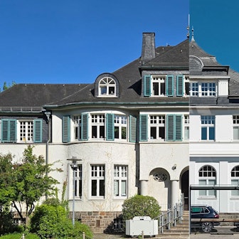 Zwei Rathäuser werden zu einem zusammengeschnitten.