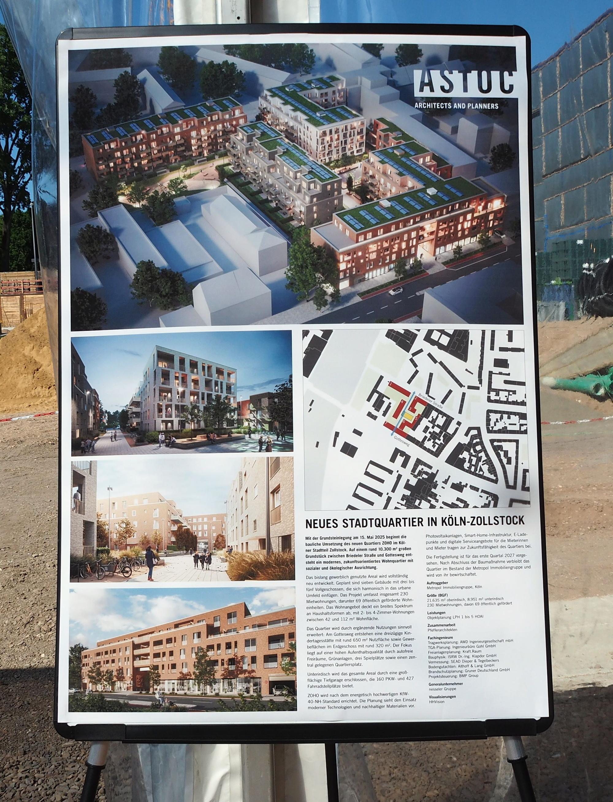 Am Gottesweg 54 bis 62 errichtet die Metropol Immobiliengruppen ein neues Wohnquartier mit 230 Mietwohnungen, einer Kita, mehreren Spielplätzen und einer Tiefgarage.