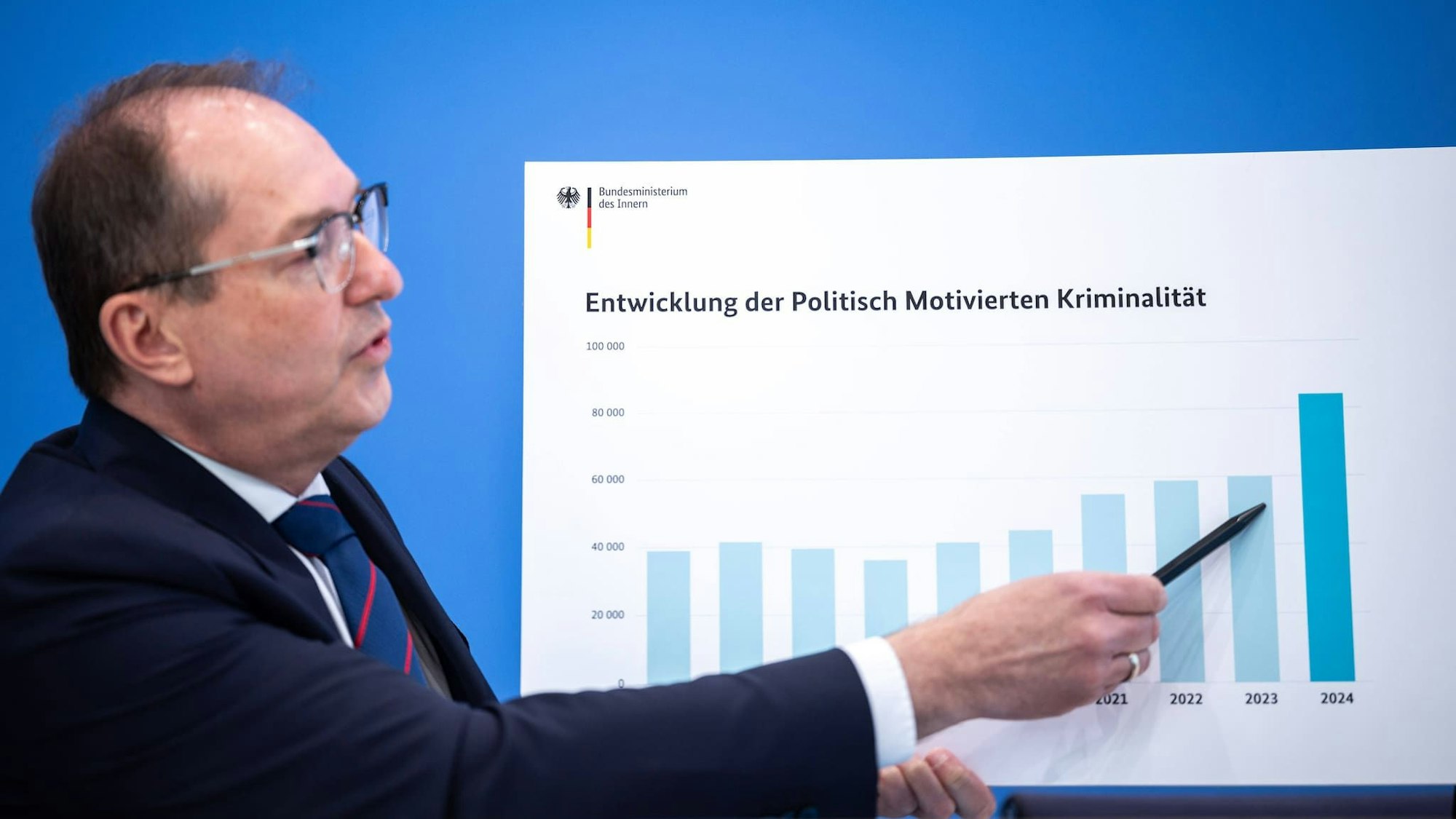 Bundesinnenminister Alexander Dobrindt (CSU) mit einer Grafik. Juliane Sonntag