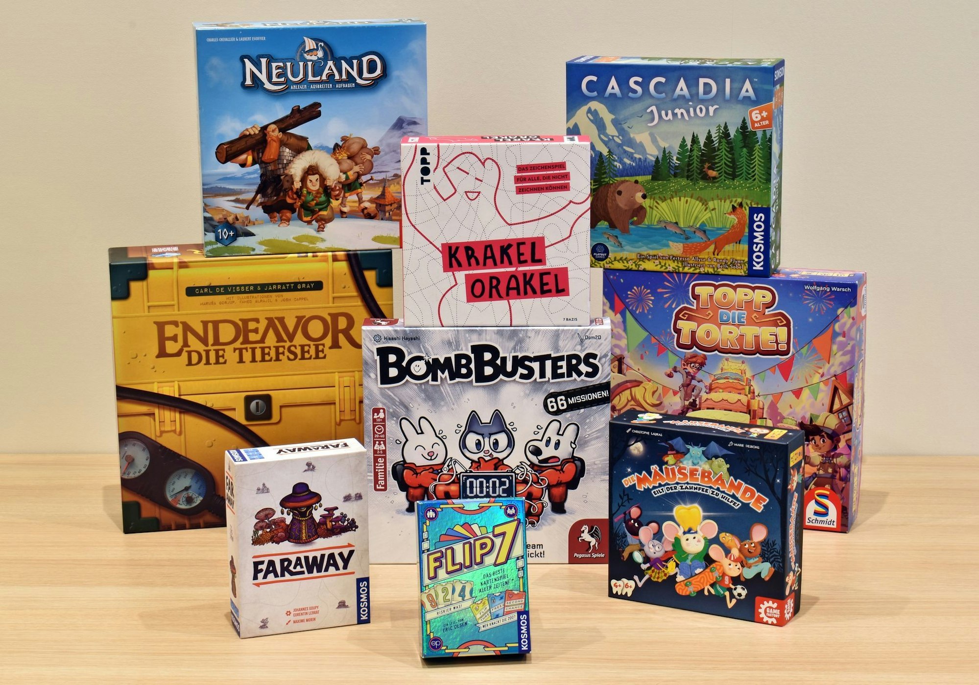 Die nominierten Spiele der Auszeichnungen «Spiel des Jahres», «Kennerspiel des Jahres» und «Kinderspiel des Jahres» für das Jahr 2025.