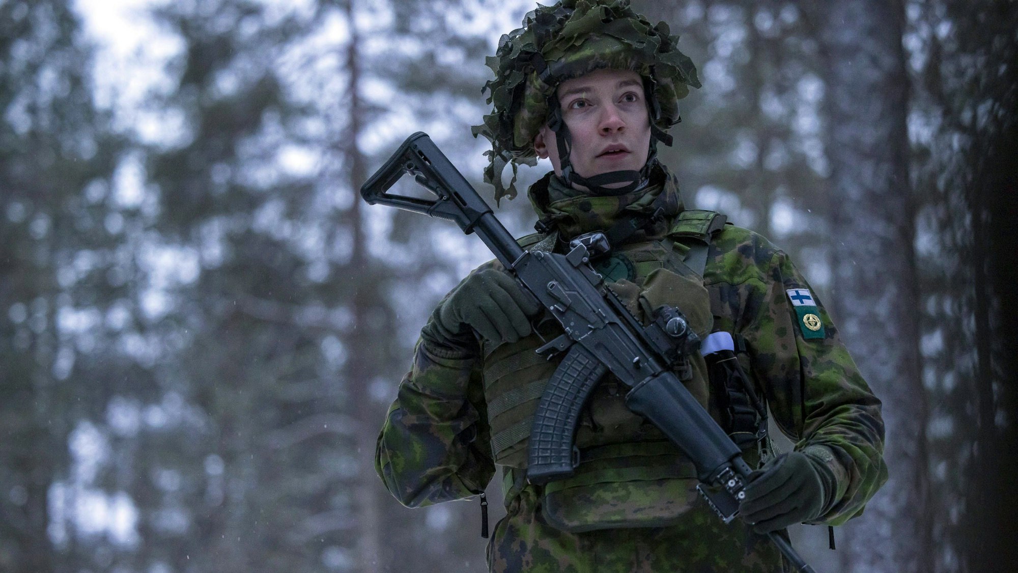 Ein finnischer Soldat auf einem Übungsgelände in der Nähe der Stadt Rovaniemi. (Archivbild)