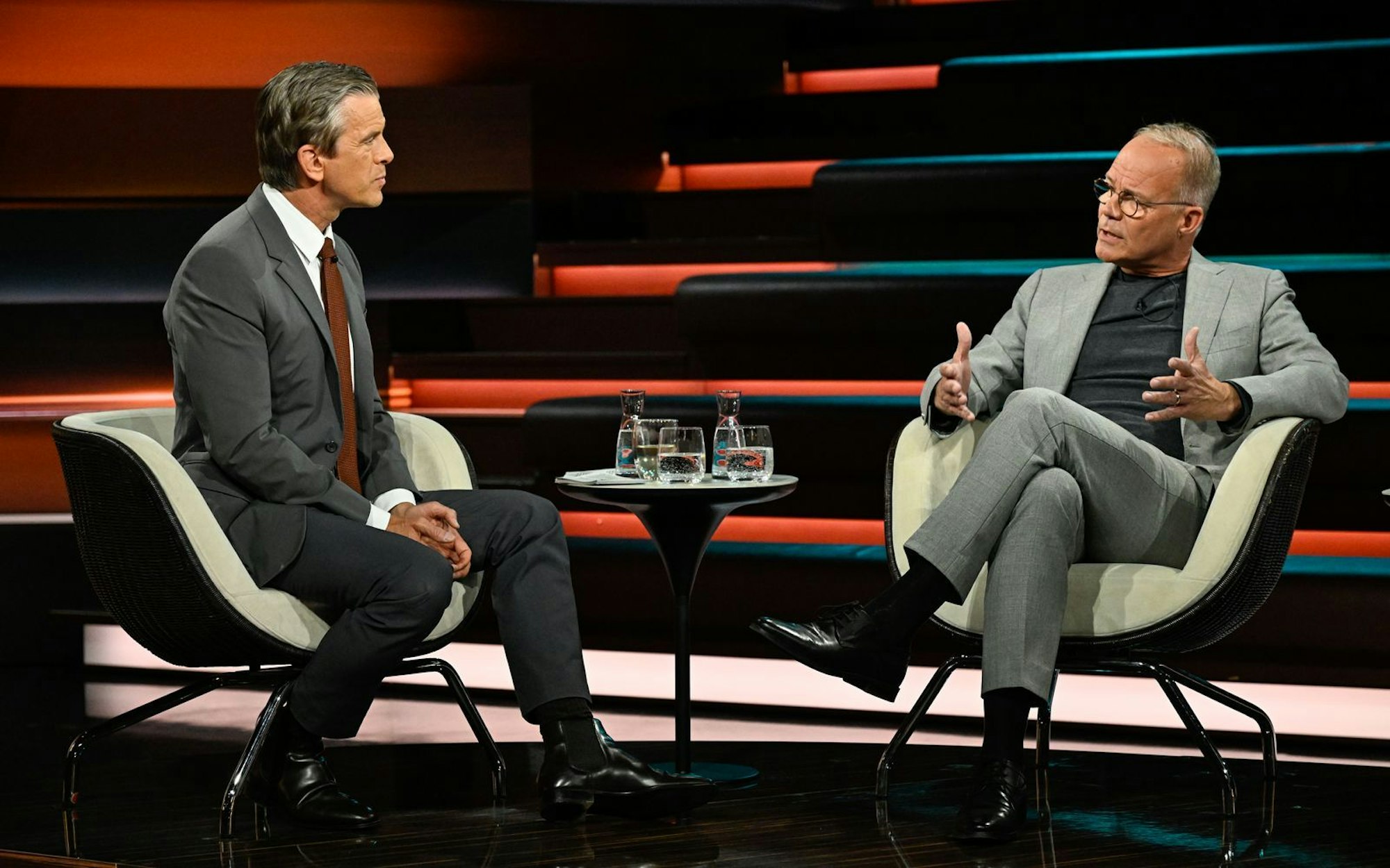Markus Lanz (links) nahm am Mittwochabend SPD-Fraktionschef Matthias Miersch in die Mangel. (Bild: ZDF / Markus Hertrich)