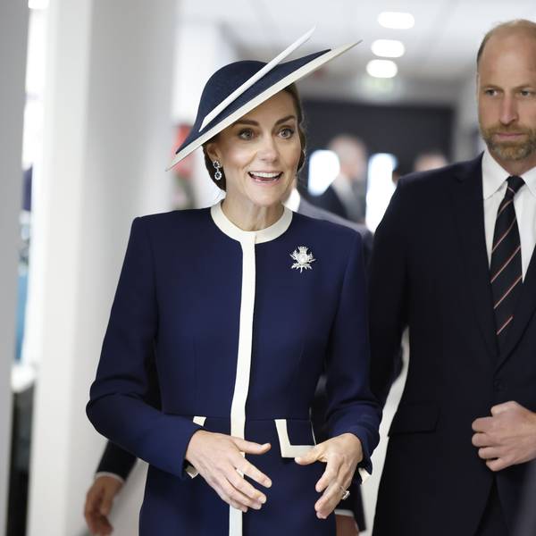 Kate (l), Princess of Wales, und Prinz William, Prince of Wales, die in Schottland als Herzog und Herzogin von Rothesay bekannt sind, nehmen an der Taufe der HMS Glasgow in der BAE Systems-Werft teil.