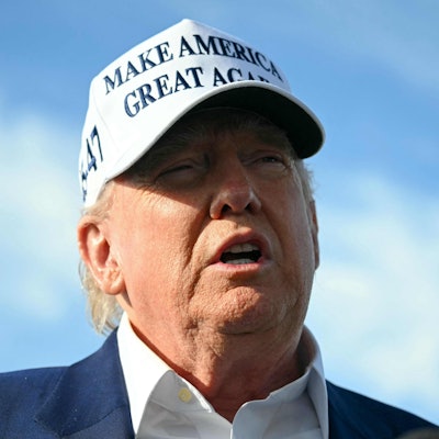 US President Donald Trump speaks to journalists before boarding Air Force One from Morristown Municipal Airport in Morristown, New Jersey, May 25, 2025, after spending the weekend in New Jersey. (Photo by SAUL LOEB / AFP)