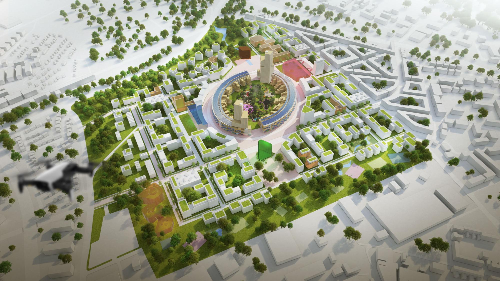 Nach den Olympischen Spielen würden Stadion und Dorf weitergebaut und in einen neuen Stadtteil verwandelt werden.