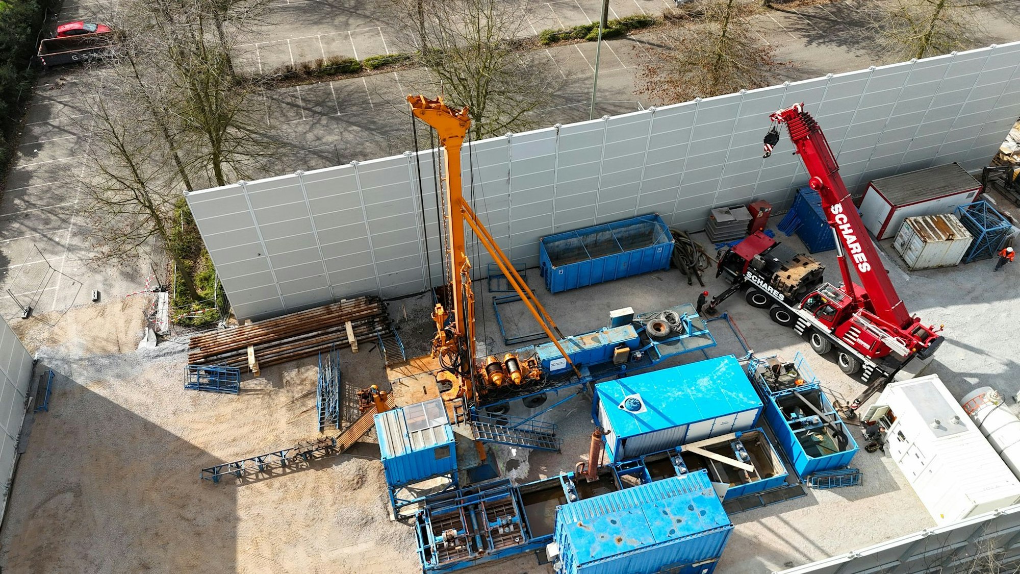 Bohren nach Erdwärme - hier die Arbeiten in Krefeld.