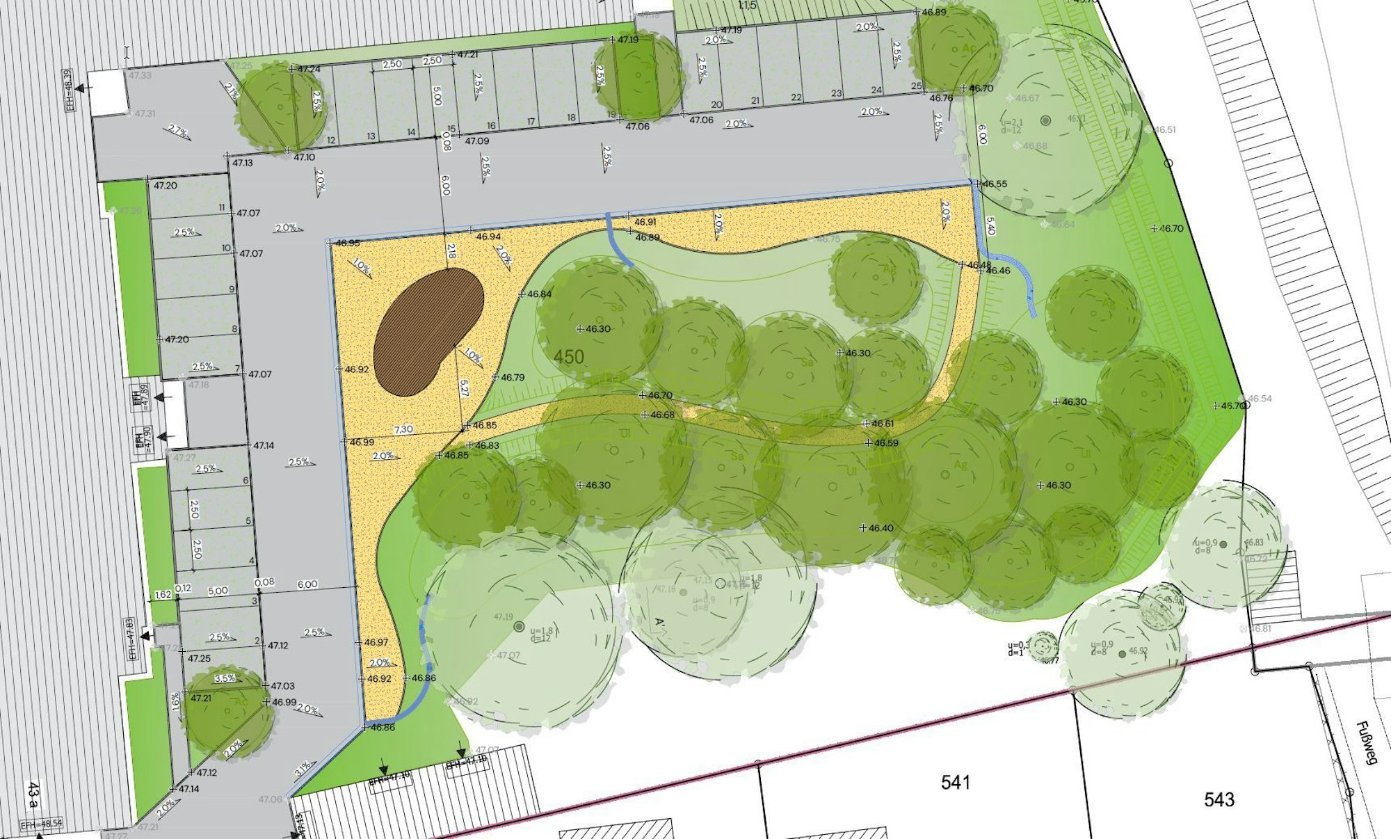 Der Plan für den Parkplatz der Musikschule Foto: Stadt Leverkusen