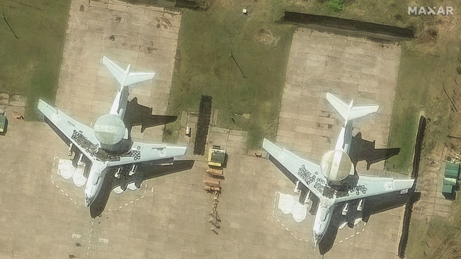 Zwei russische A-50-Aufklärungsflugzeuge standen zum Zeitpunkt der ukrainischen Angriffe auf dem Flugplatz Iwanowo, berichtet der britische „Telegraph“. Die hier gezeigte Aufnahme stammt vom 3. Mai. (Archivbild)