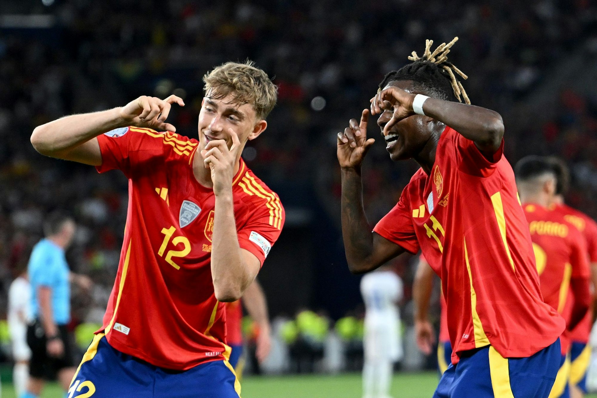 Hatten Spaß gegen Frankreich: Dean Huijsen und Nico Williams