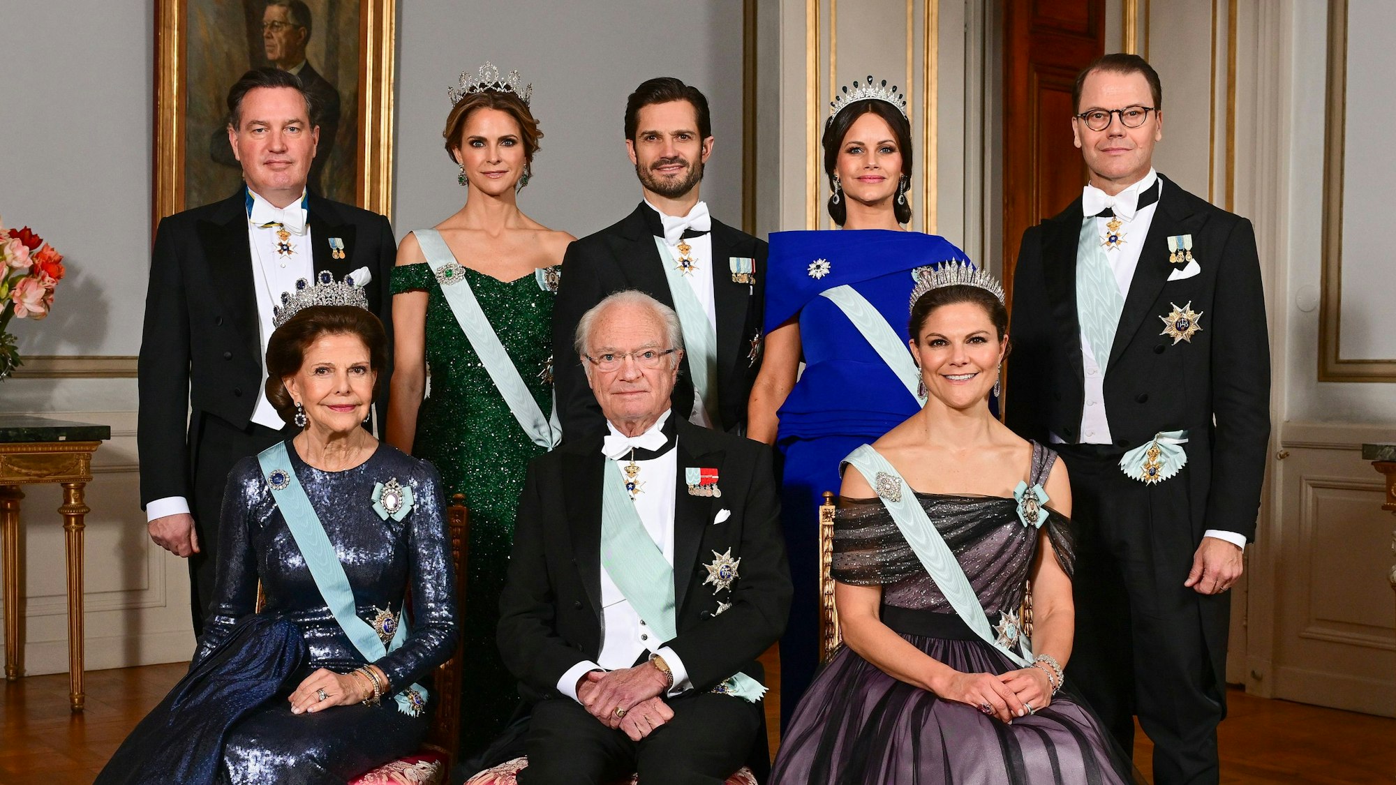 Die schwedischen Royals bei einem offiziellen Foto-Termin im Schloss.