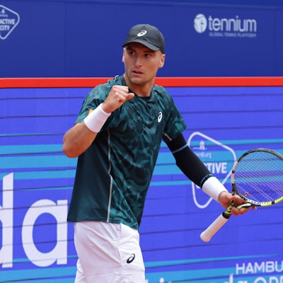 GER, Hamburg, xFSx, ATP500 Herren-Tennistunier Bitpanda Hamburg Open 2025, Sechzehntelfinale 19.05.2025 Raphael Collignon BEL Siegerfaust, jubel *** GER, Hamburg, xFSx, ATP500 Mens Tennis Tournament Bitpanda Hamburg Open 2025, Sixteenth Final 19 05 2025 Raphael Collignon BEL Winners fist, jubilation Copyright: HMBxMedia/FernandoxSoares