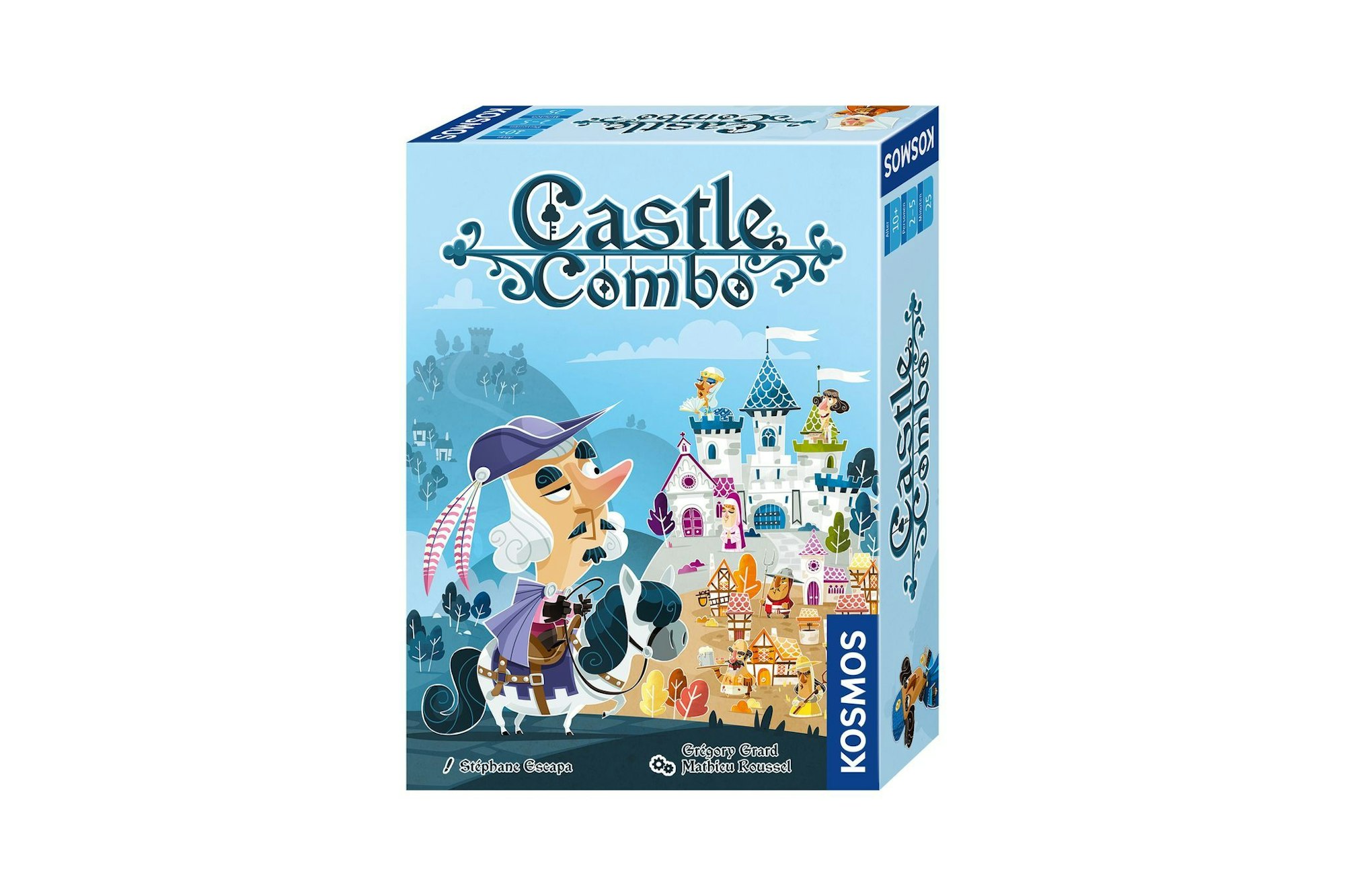 «Castle Combo»: Autoren: Grégory Grard, Mathieu Roussel und Stéphane Escapa, Kosmos, ab 10 Jahren, für 2-5 Spielende, ca. 25 Minuten, Preis ca. 20 Euro
