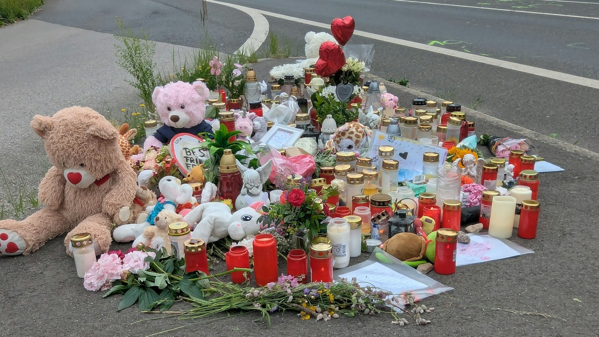 Das Foto zeigt die Gedenkstätte am Straßenrand.