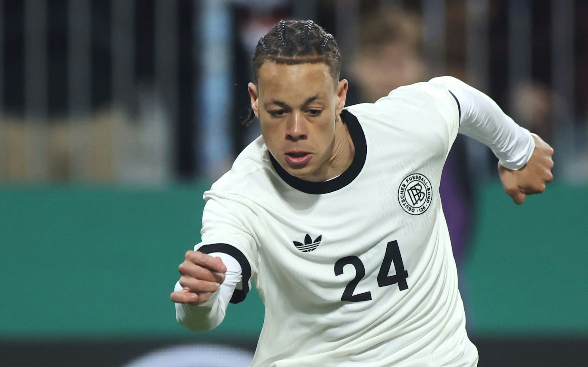 Einer der Hoffnungsträger: Stürmer Derry Scherhant zählt zum deutschen Aufgebot der U21-EM. (Bild: 2025 Getty Images/Alex Grimm)