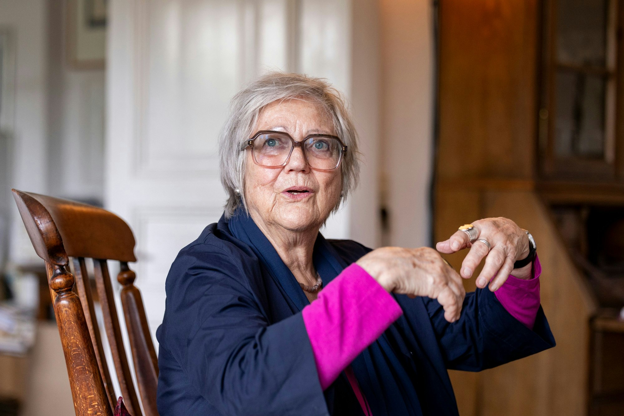 10.06.2025, Köln: Interview mit Renate Liesmann-Baum zum Buch „Besinnt euch!“ ihres verstorbenen Mannes Gerhard Baum.
Foto: Michael Bause