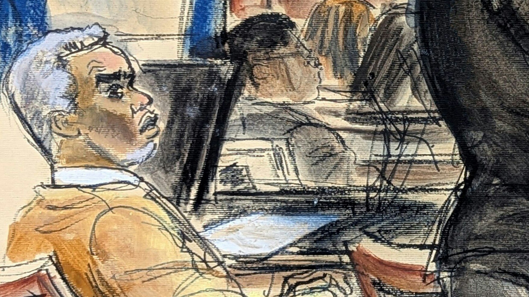 Eine Zeichnung von Sean Diddy Combs aus dem Gerichtssaal.