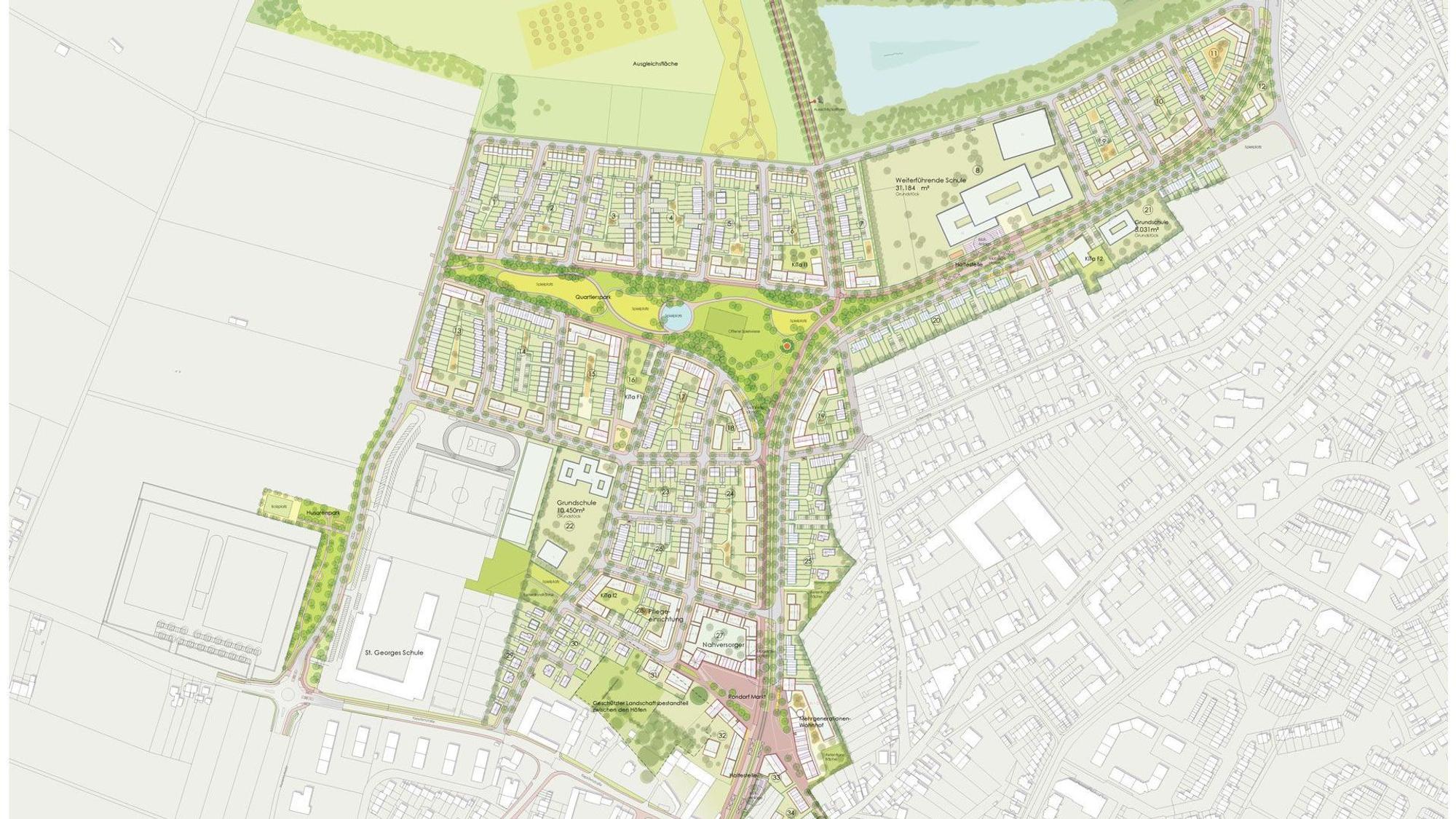 Schema des Wohnquartiers Köln-Rondorf Nord-West.