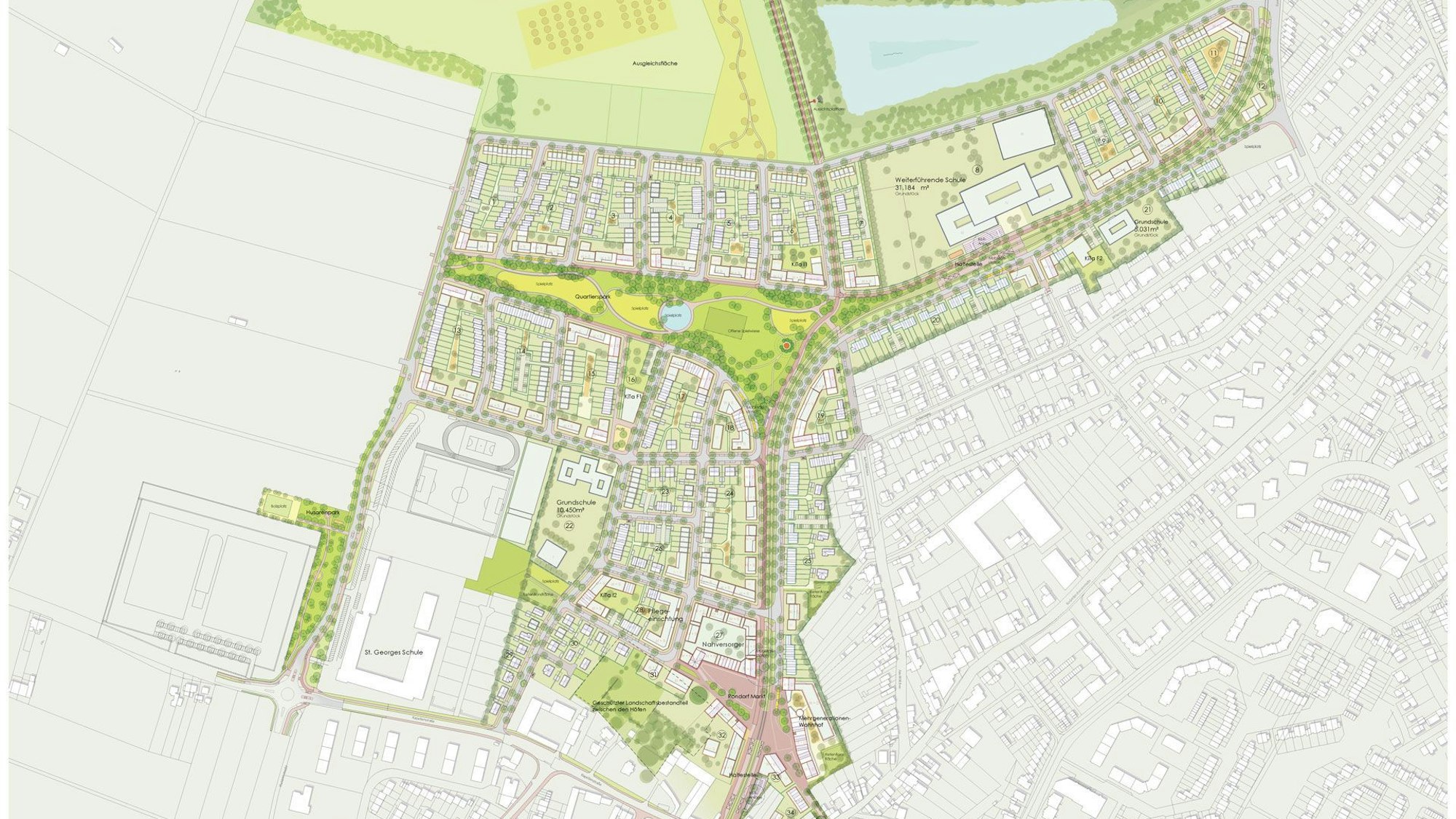 Schema des Wohnquartiers Köln-Rondorf Nord-West.
