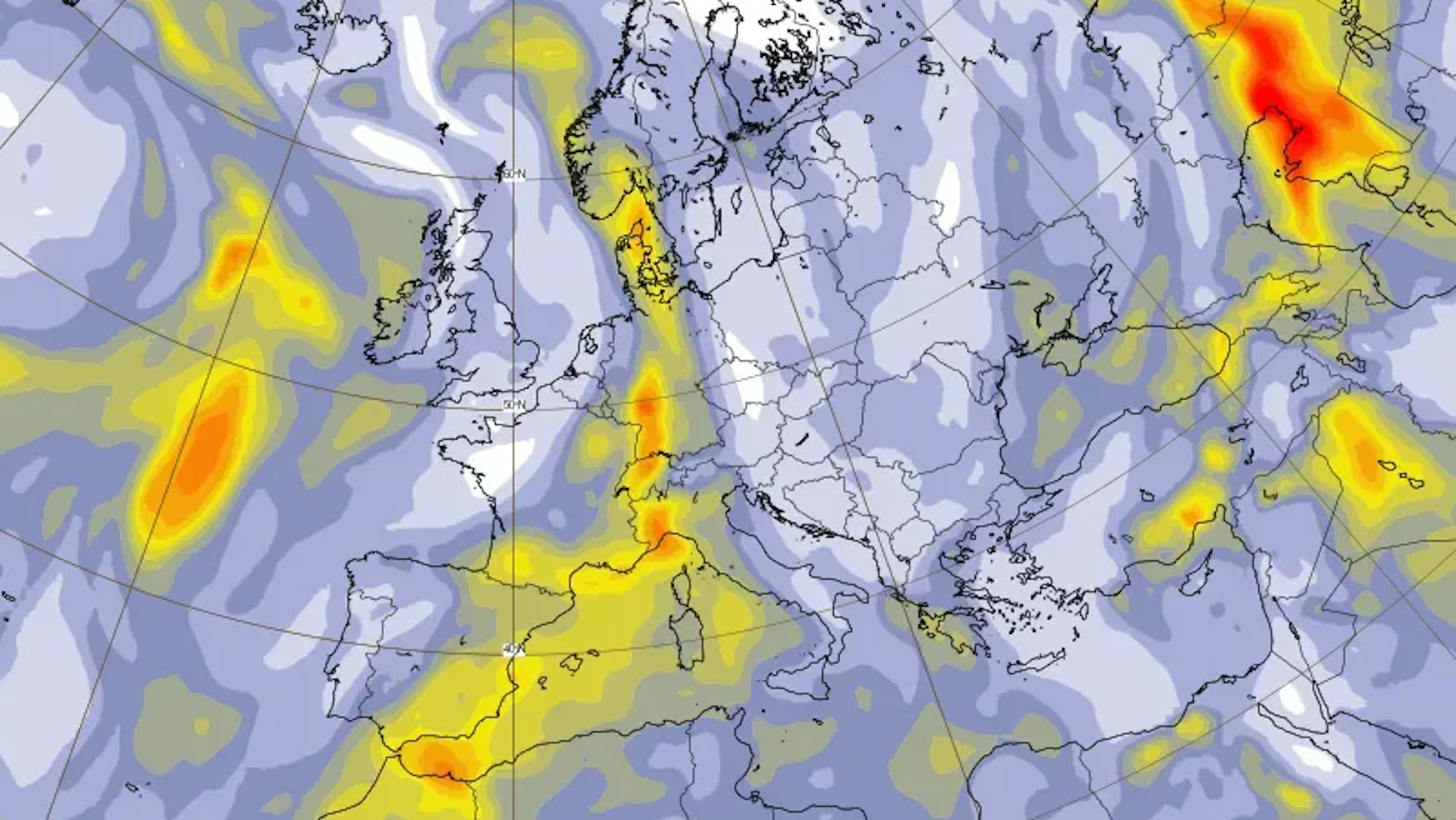 Aerosol-Prognose für Sonntag (15. Juni) über Deutschland.