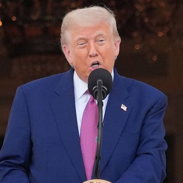 12.06.2025, USA, Washington: US-Präsident Donald Trump spricht während des Kongress-Picknicks auf dem South Lawn des Weißen Hauses. Foto: Alex Brandon/AP/dpa +++ dpa-Bildfunk +++