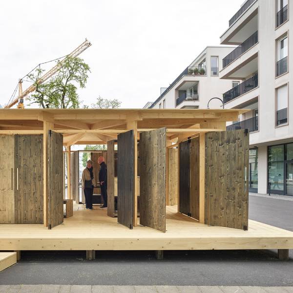 Blick in den von Observatorium entworfenen Panorama-Pavillon am Kölner Waidmarkt