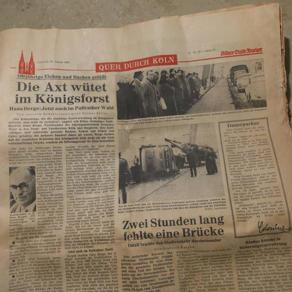 Die lokale Titelseite vom 26. Januar 1966: Es ging um Kahlschlag im Königsforst und einen umgekippten Laster auf der Severinsbrücke.