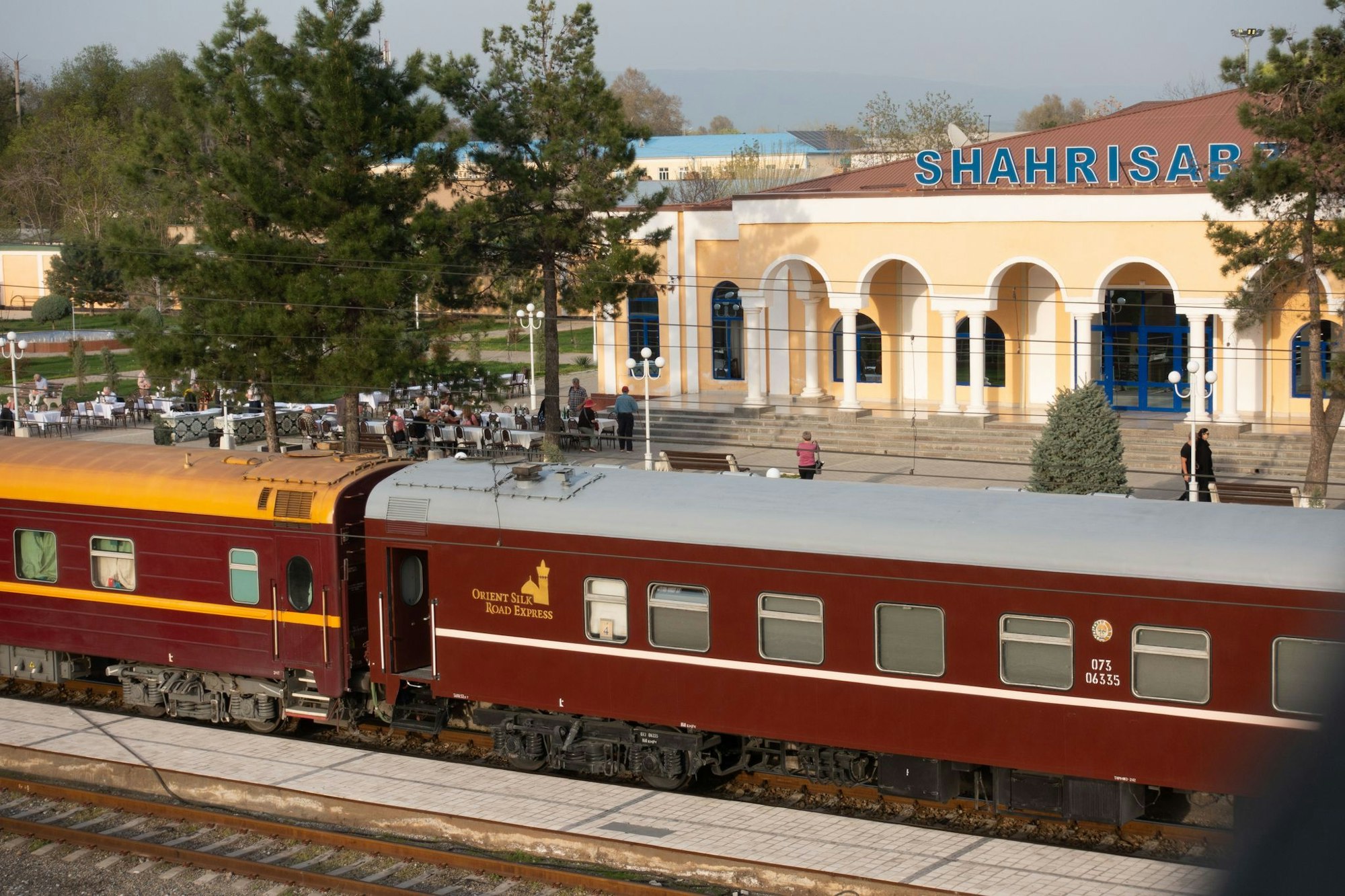 Zwischenstopp in Usbekistan: Der «Orient Silk Road Express» im Bahnhof von Shahrisabz.