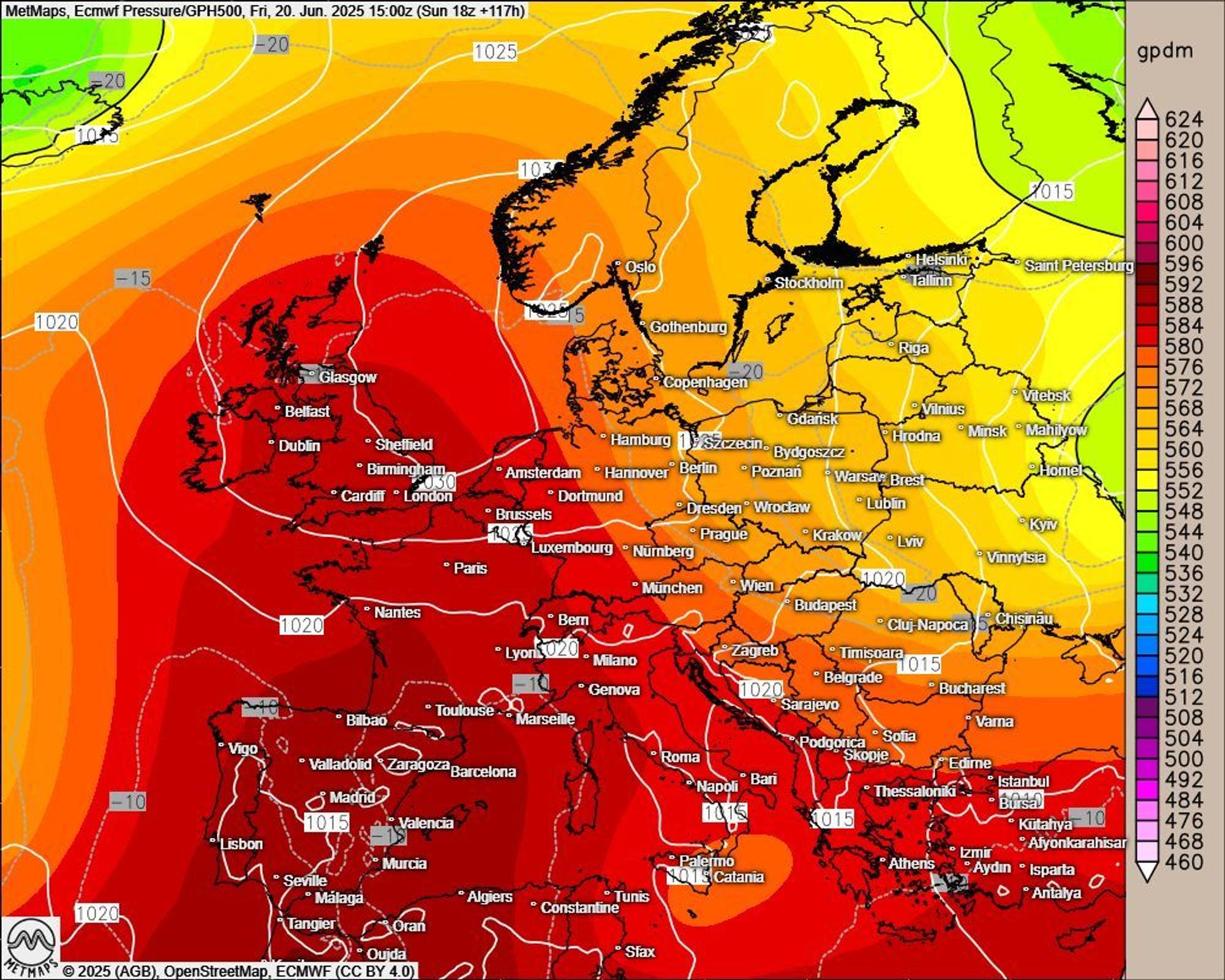 Die Luftdruckkarte zeigt es: Die nächsten Tage werden warm und trocken
