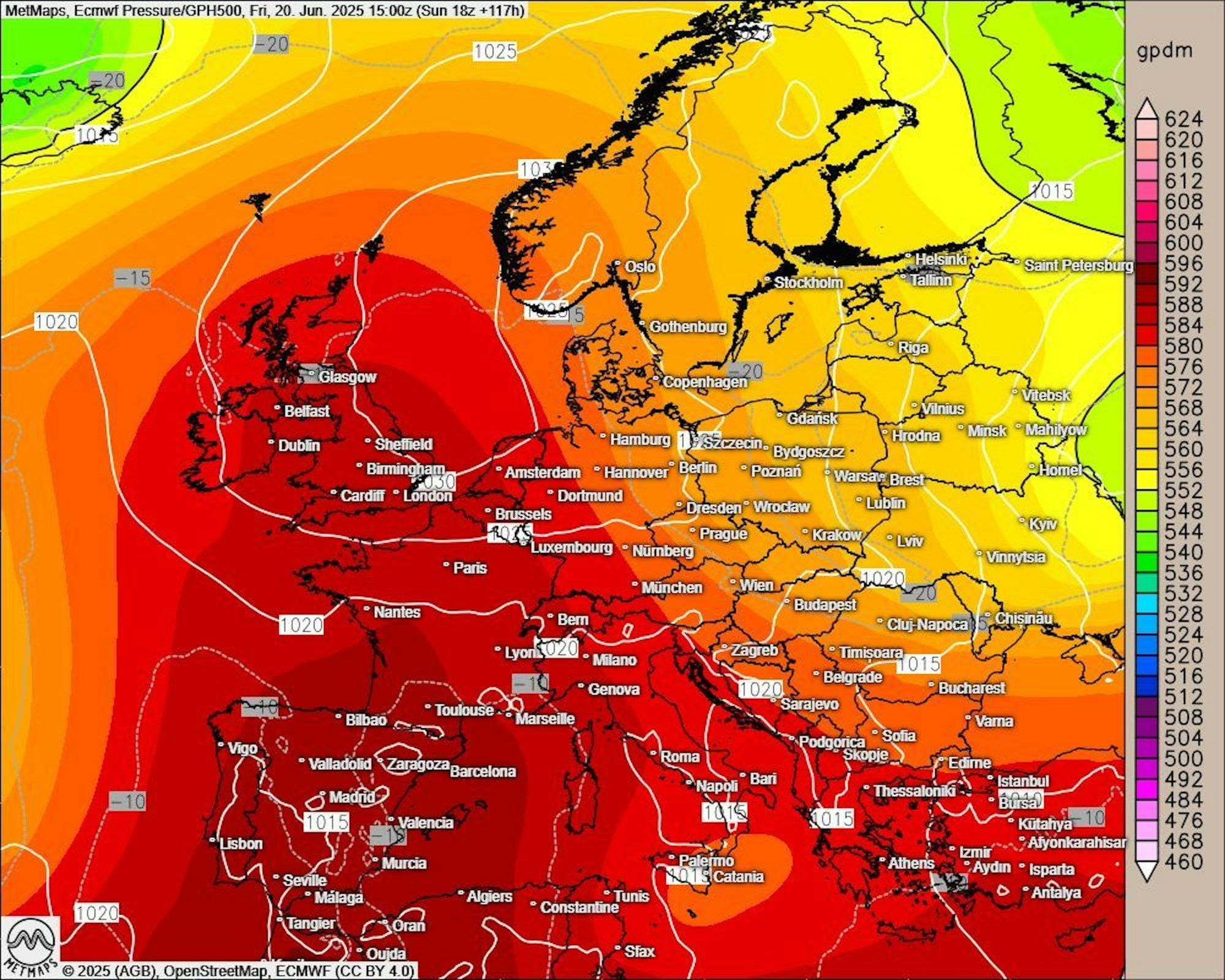 Die Luftdruckkarte zeigt es: Die nächsten Tage werden warm und trocken