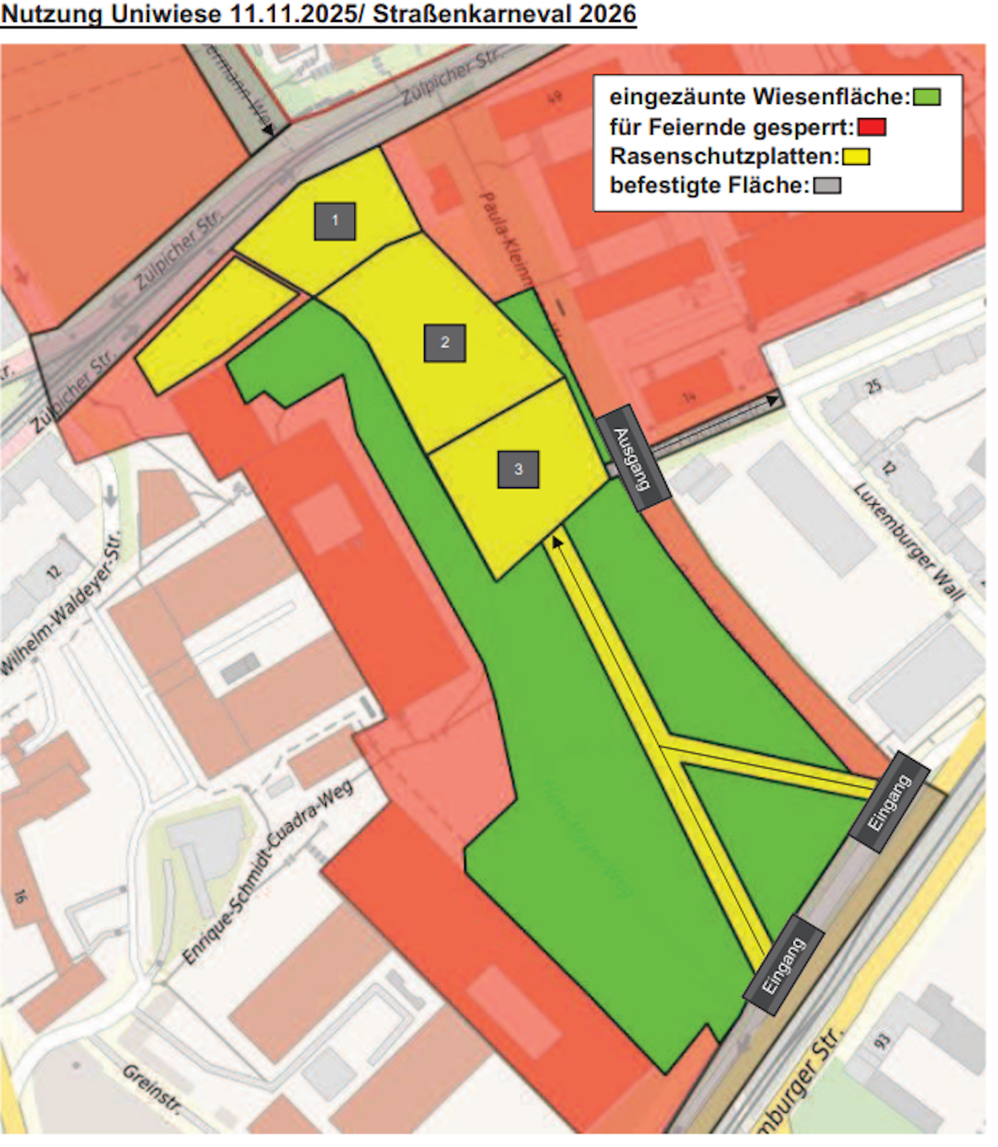 Karte zur Nutzung der Uniwiese