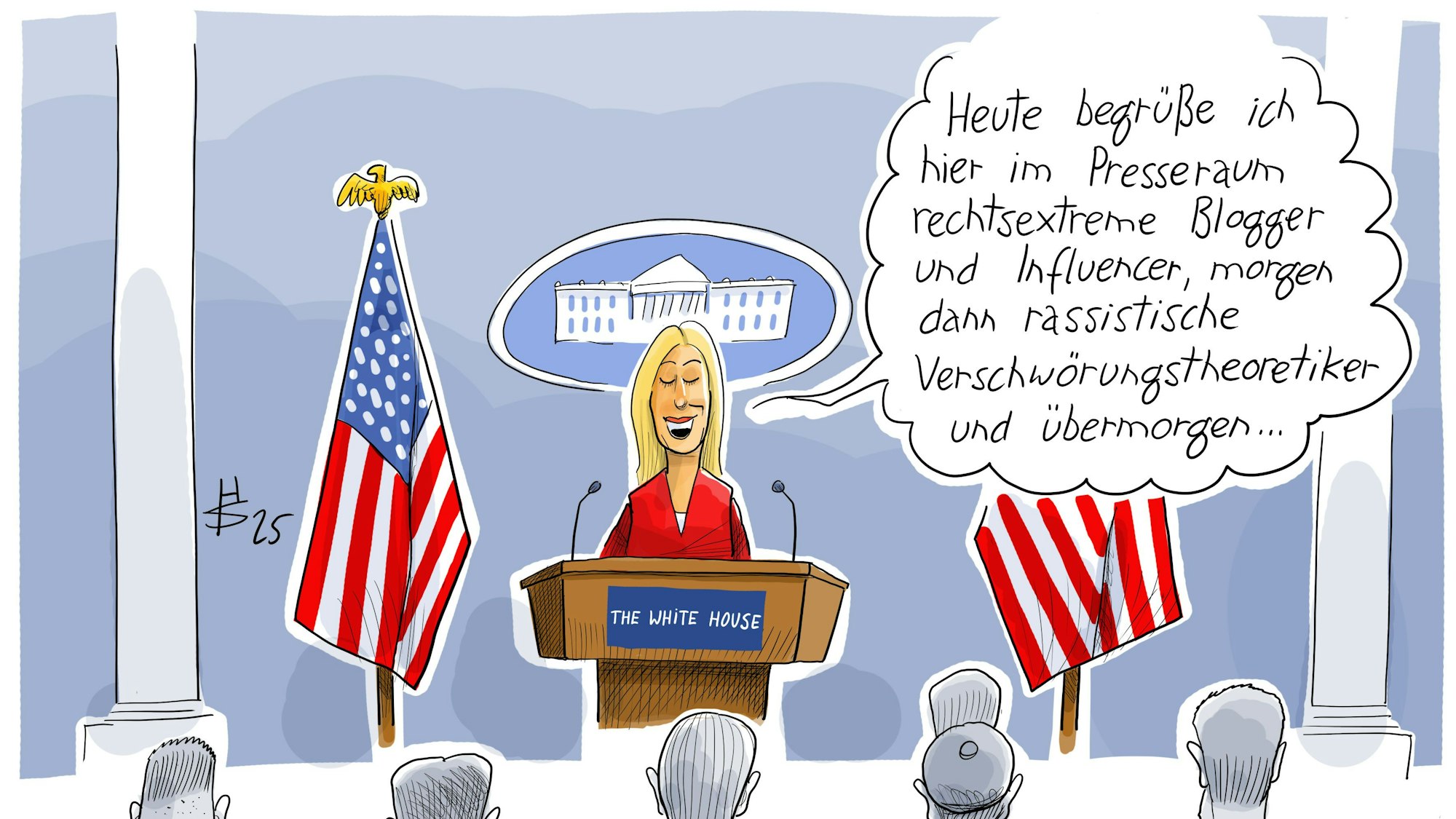 Das Foto zeigt eine Illustration von Heiko Sakurai zum Tag der Pressefreit.