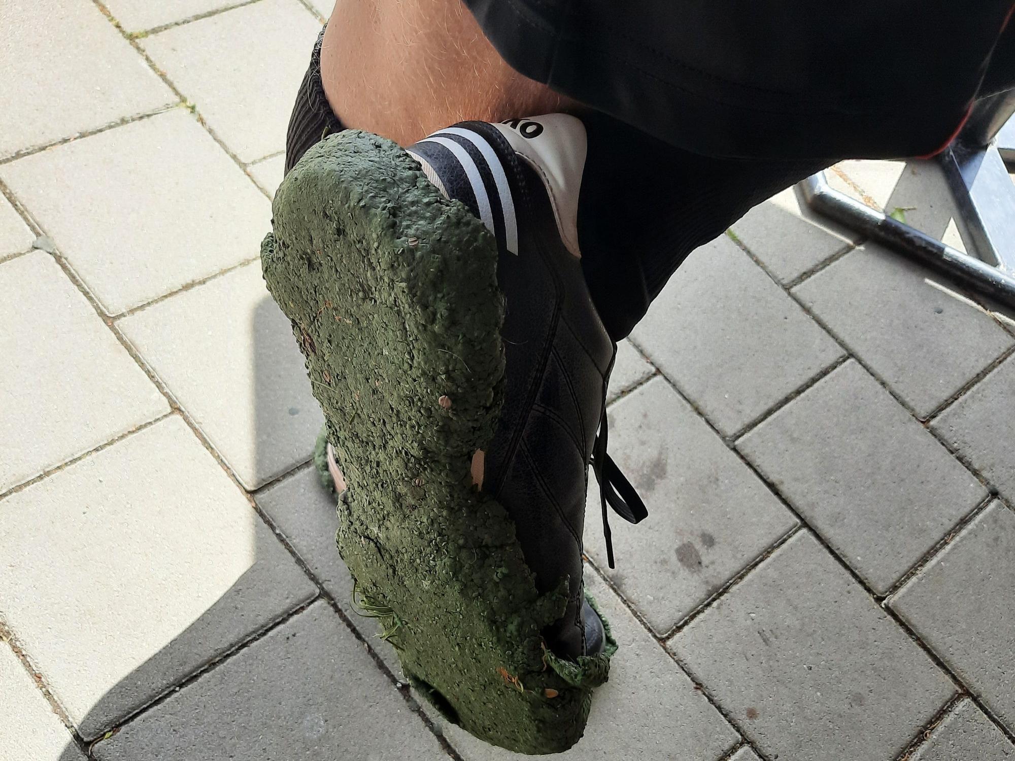 Auf dem Bild ist eine Schuhsohle mit verschmolzenen Granulat zu sehen.