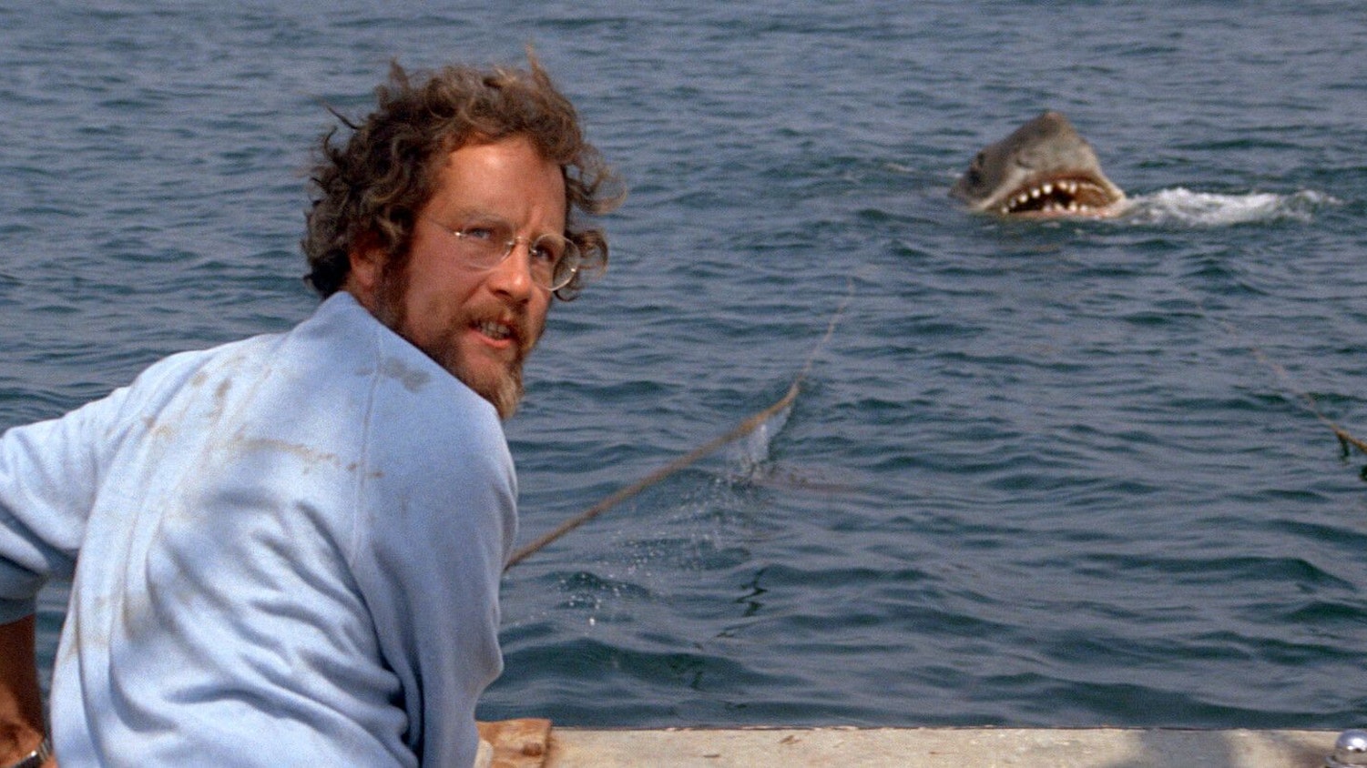 Richard Dreyfuss als Matt Hooper in einer Szene des Films „Der weiße Hai“ (1975).