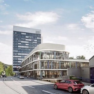 Die Grafik zeigt den geplanten Erweiterungsbau des Kreishauses.