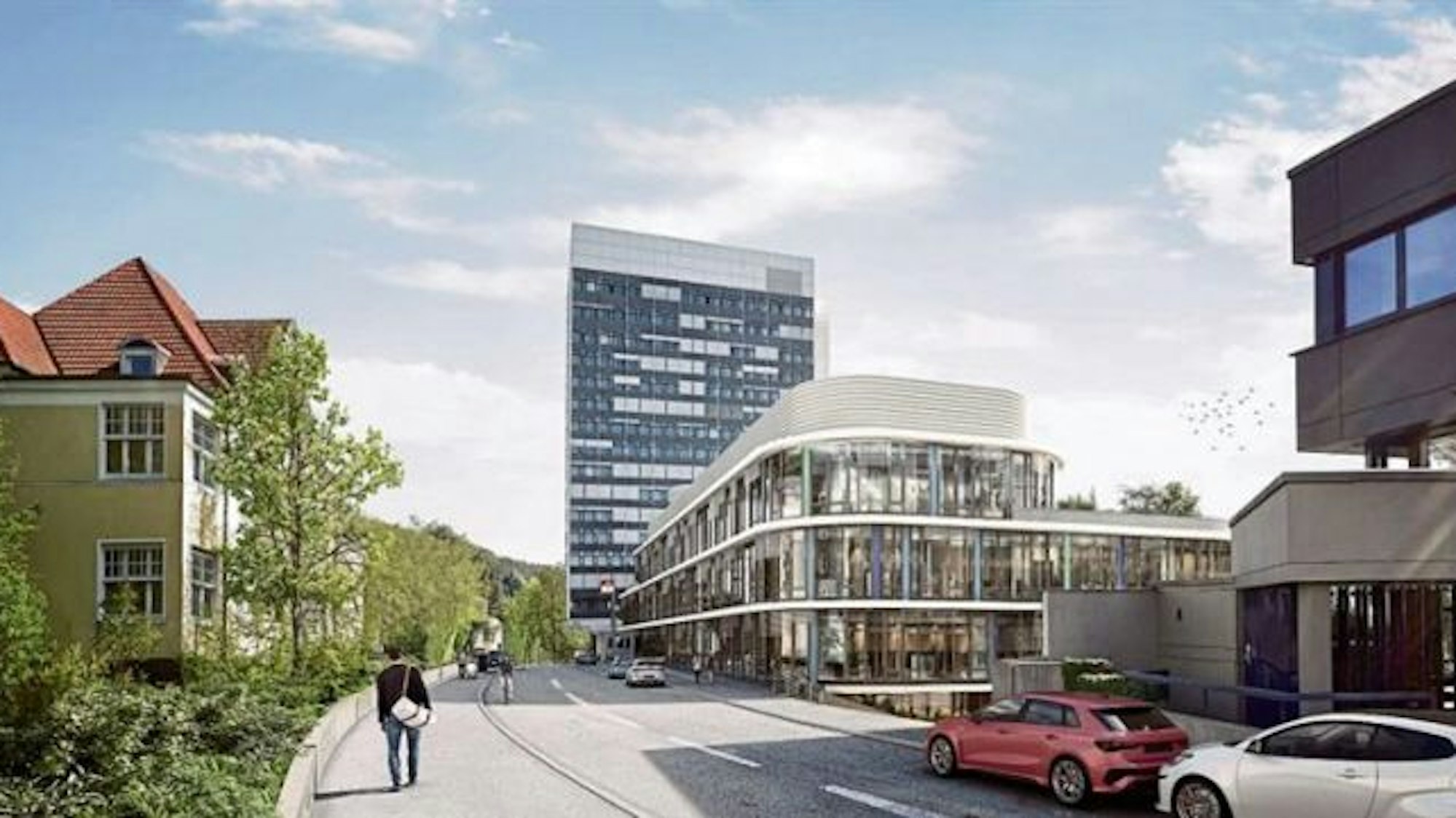 Die Grafik zeigt den geplanten Erweiterungsbau des Kreishauses.