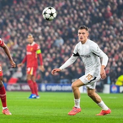 Liverpool v Bayer Leverkusen UEFA Champions League Ryan Gravenberch of Liverpool and Florian Wirtz of Bayern Leverkusen during the UEFA Champions League match at Anfield, Liverpool UK Newspapers OUT Copyright: xKarlxVallantinex FIL-20882-0059