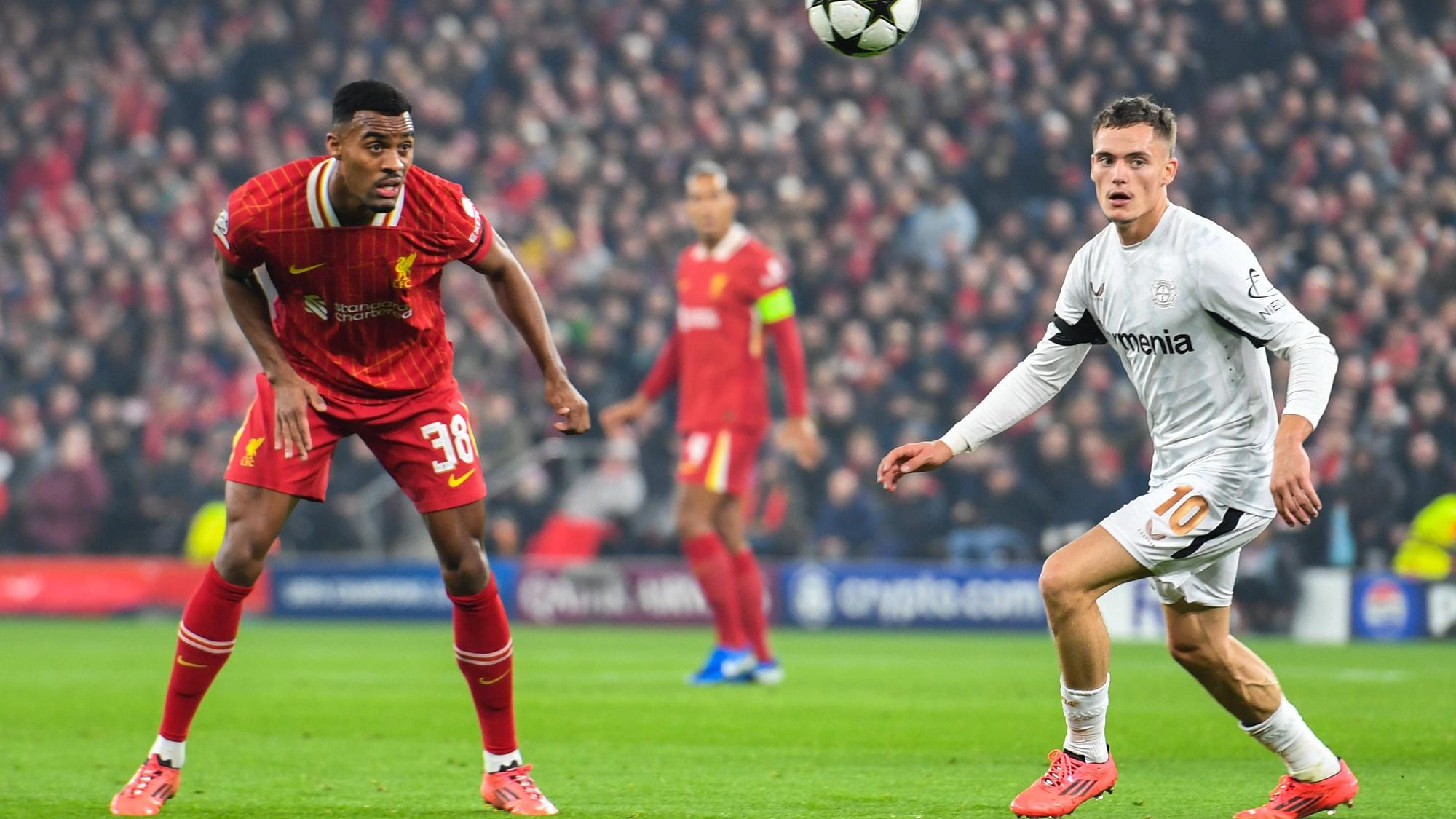 Liverpool v Bayer Leverkusen UEFA Champions League Ryan Gravenberch of Liverpool and Florian Wirtz of Bayern Leverkusen during the UEFA Champions League match at Anfield, Liverpool UK Newspapers OUT Copyright: xKarlxVallantinex FIL-20882-0059
