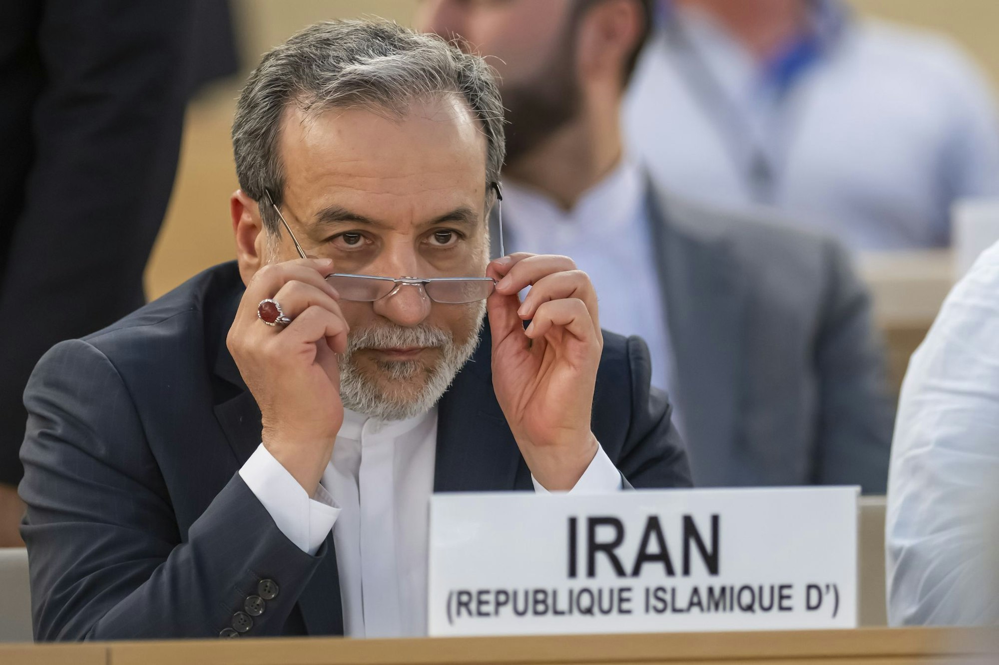 Der iranische Außenminister Abbas Araghtschi im UN-Menschenrechtsrat