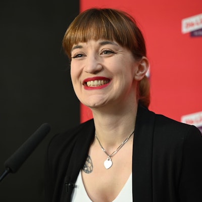 Das Bild zeigt Heidi Reichinnek, Gruppenvorsitzende der Linken. Foto: Sarah Knorr/dpa