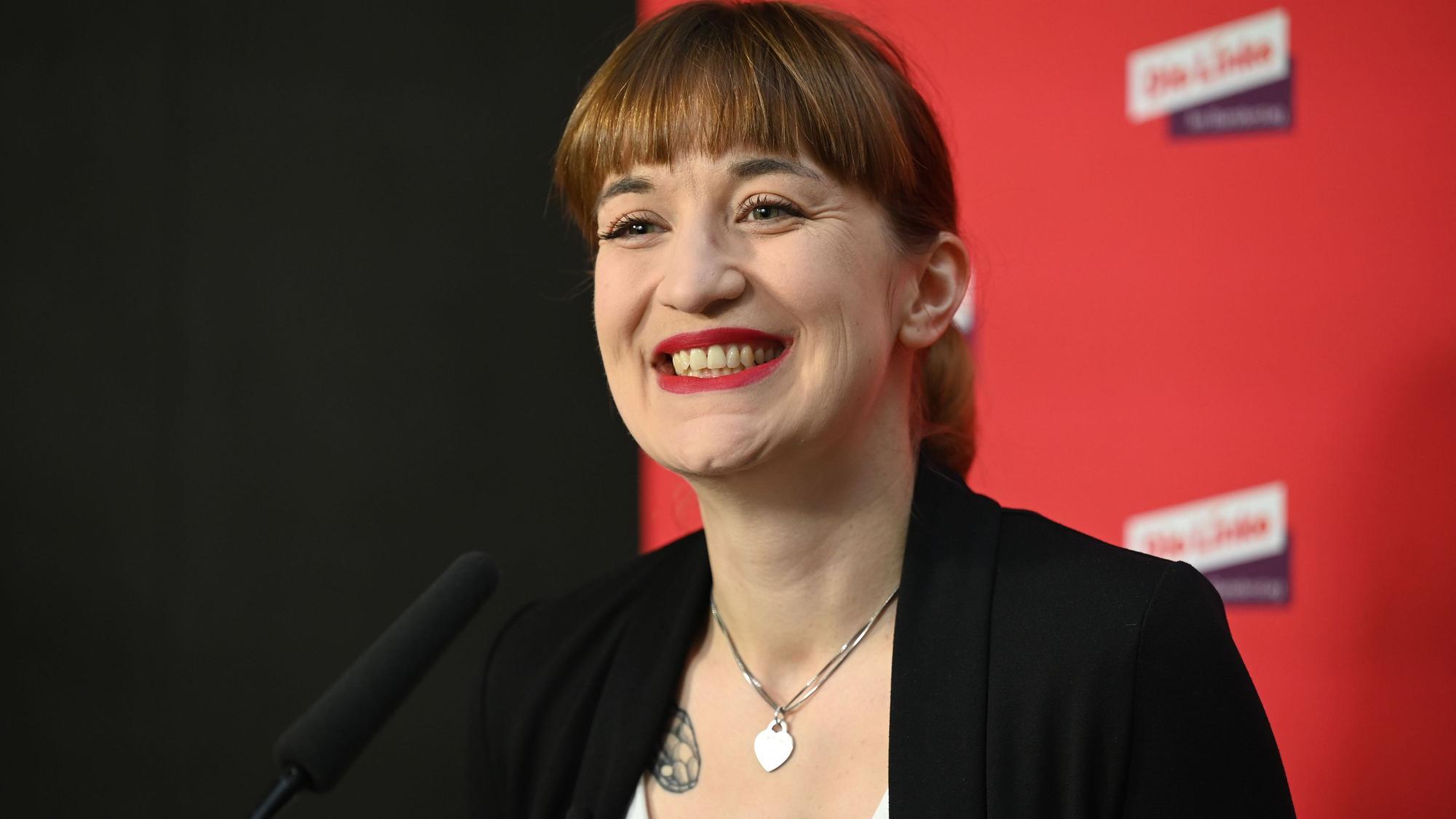 Das Bild zeigt Heidi Reichinnek, Gruppenvorsitzende der Linken. Foto: Sarah Knorr/dpa